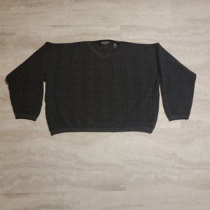 Brandini Mens Made in Italy 100% Fine Merino Wool Blue Knit Sweater Large